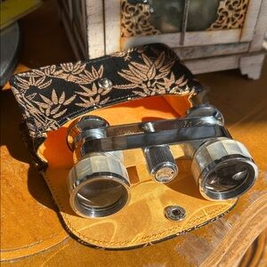 Vintage Opera Glasses with Floral Case